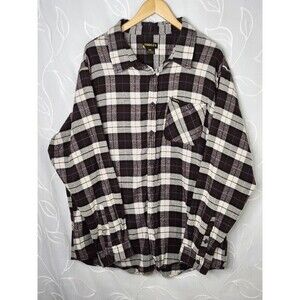 Stanley Mens XXL Brown Plaid Flannel Shirt Long Sleeve Button Up Workwear